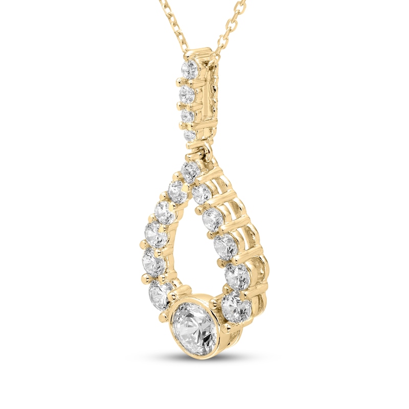 Main Image 2 of Milestones Diamond Teardrop Necklace 1/2 ct tw 10K Yellow Gold 18&quot;