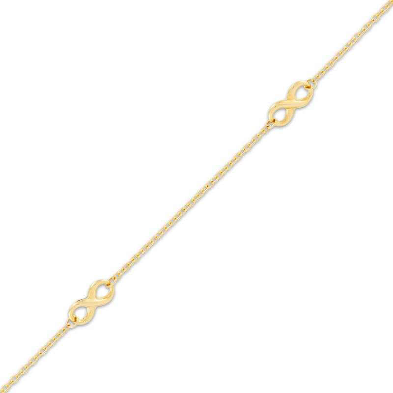 Infinity Station Anklet 10K Yellow Gold 10"