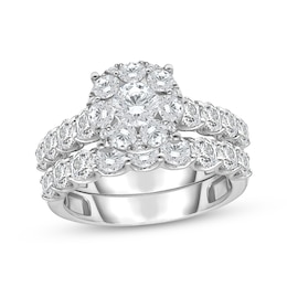 Adore Round-Cut Diamond Halo Bridal Set 2 ct tw 10K White Gold