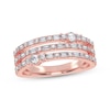 Thumbnail Image 1 of Baguette & Round-Cut Diamond Three-Row Faux-Stack Ring 1/2 ct tw 14K Rose Gold