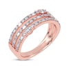 Thumbnail Image 2 of Baguette & Round-Cut Diamond Three-Row Faux-Stack Ring 1/2 ct tw 14K Rose Gold