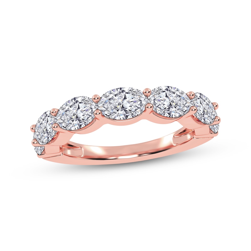 Main Image 1 of Lab-Grown Diamonds by KAY Oval-Cut East-West Anniversary Ring 2 ct tw 14K Rose Gold