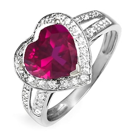 Diamond and Halo Heart Birthstone Ring (1 Stone)