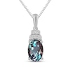 Thumbnail Image 1 of Oval-Cut Lab-Created Alexandrite & White Lab-Created Sapphire Necklace Sterling Silver 18&quot;