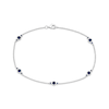 Thumbnail Image 1 of Blue Lab-Created Sapphire Station Anklet Sterling Silver 9.5&quot;