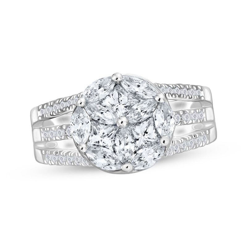 Main Image 1 of Marquise & Princess-Cut Multi-Diamond Engagement Ring 2 ct tw 14K White Gold