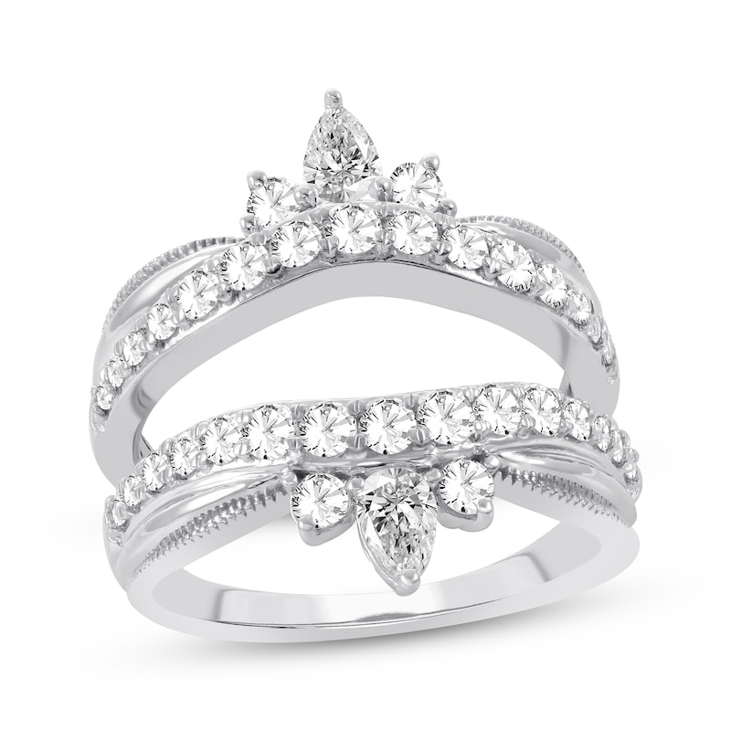 Main Image 1 of Pear-Shaped & Round-Cut Diamond Enhancer Ring 1-1/4 ct tw 14K White Gold