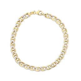 Diamond-Cut Hollow Mariner Chain Bracelet 14K Yellow Gold 8.5”