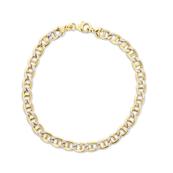 Diamond-Cut Hollow Mariner Chain Bracelet 14K Yellow Gold 8.5”