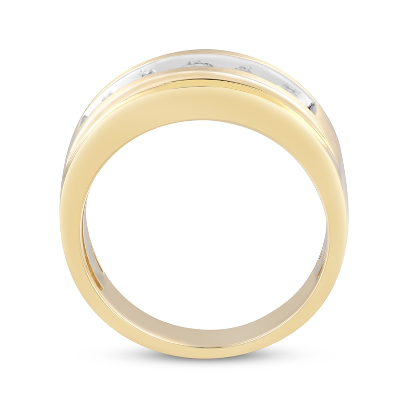 Main Image 3 of Men’s Five-Stone Round-Cut Diamond Wedding Band 1 ct tw 10K Yellow Gold