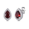 Thumbnail Image 4 of Pear-Shaped Garnet & Round-Cut White Lab-Created Sapphire Stud Earrings, Necklace & Ring Gift Set Sterling Silver 18&quot; - Size 7