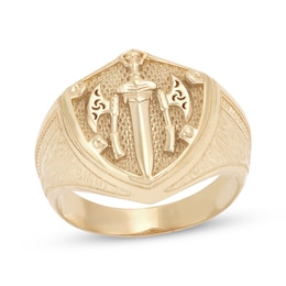 Textured Shield Ring 10K Yellow Gold