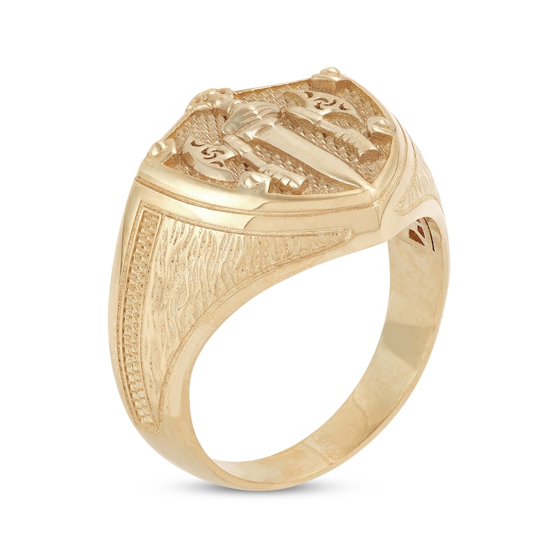 Textured Shield Ring 10K Yellow Gold