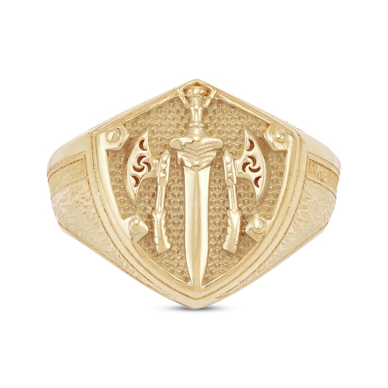 Textured Shield Ring 10K Yellow Gold