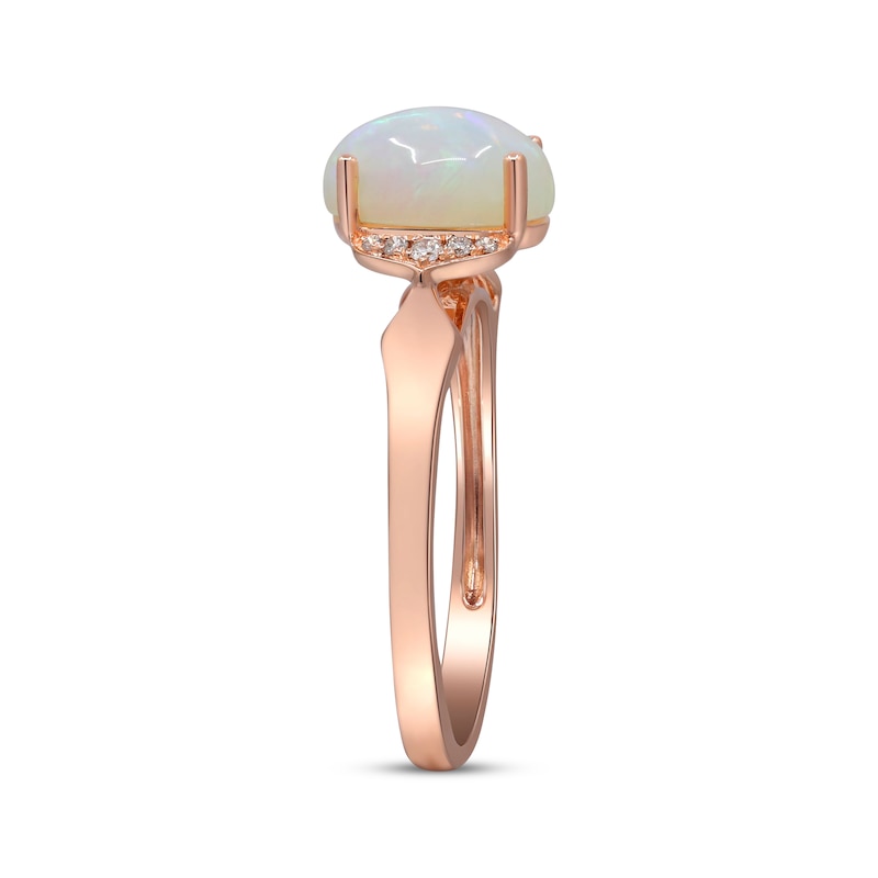 Main Image 2 of Oval-Cut Opal & Diamond Ring 1/20 ct tw 10K Rose Gold