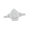 Thumbnail Image 1 of Pear-Shaped Lab-Created Opal & Diamond Ring 1/10 ct tw Sterling Silver