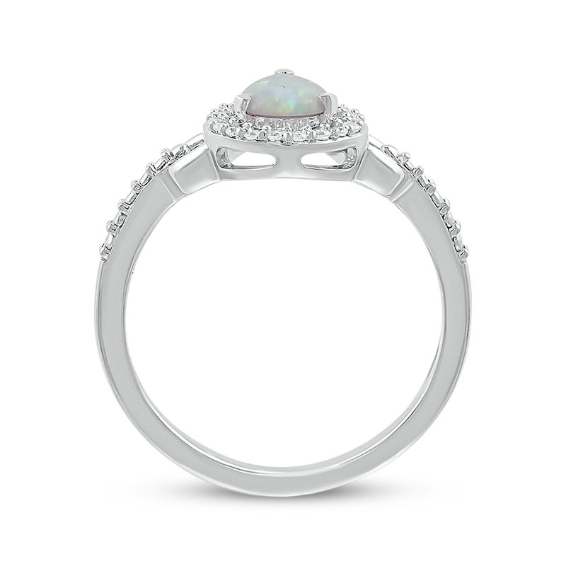 Main Image 2 of Pear-Shaped Lab-Created Opal & Diamond Ring 1/10 ct tw Sterling Silver