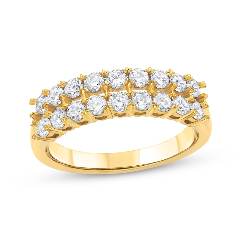 Diamond Two-Row Anniversary Ring 1 ct tw 14K Yellow Gold | Kay Outlet