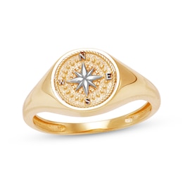 Compass Signet-Style Ring 14K Yellow Gold