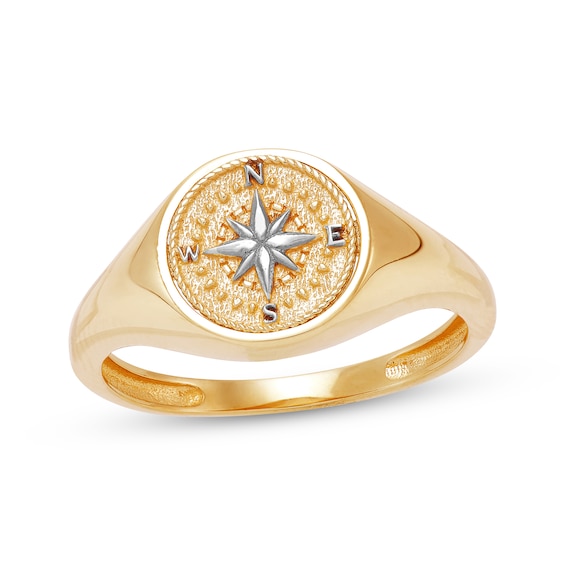 Compass Signet-Style Ring 14K Yellow Gold