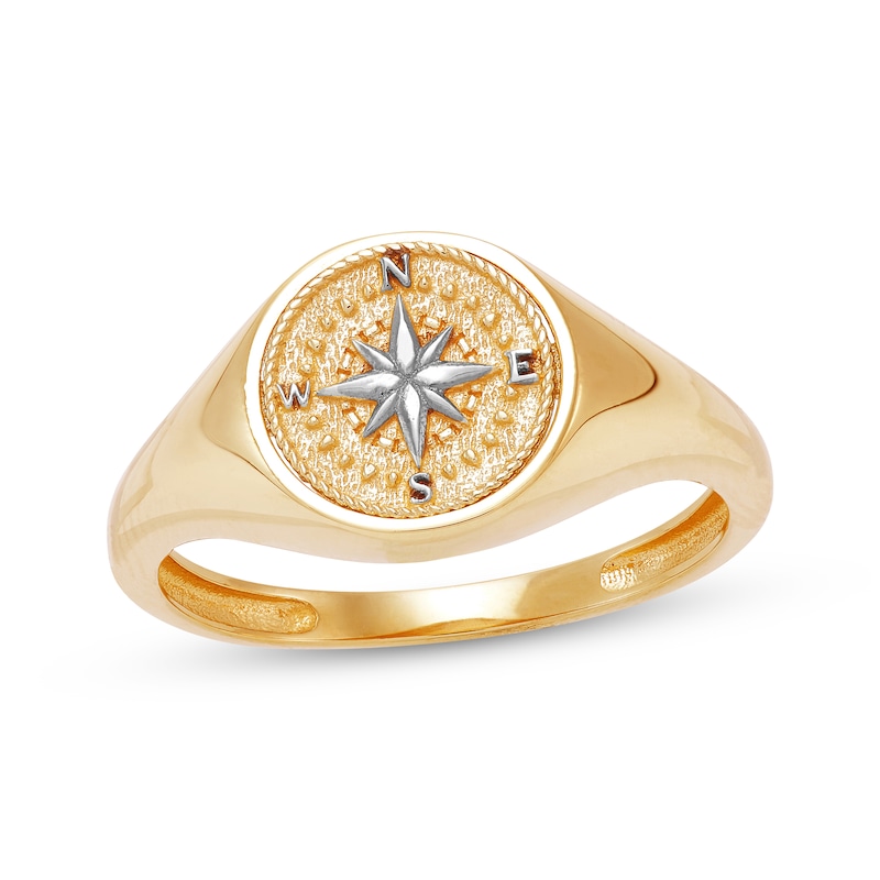 Main Image 1 of Compass Signet-Style Ring 14K Yellow Gold