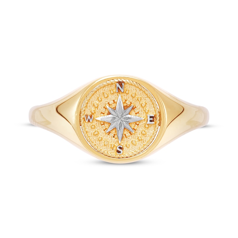 Main Image 3 of Compass Signet-Style Ring 14K Yellow Gold