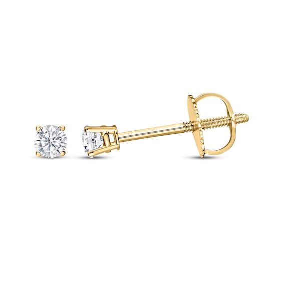 Certified Round-Cut Diamond Solitaire Stud Earrings 1/4 ct tw 14K Yellow Gold (J/I1)