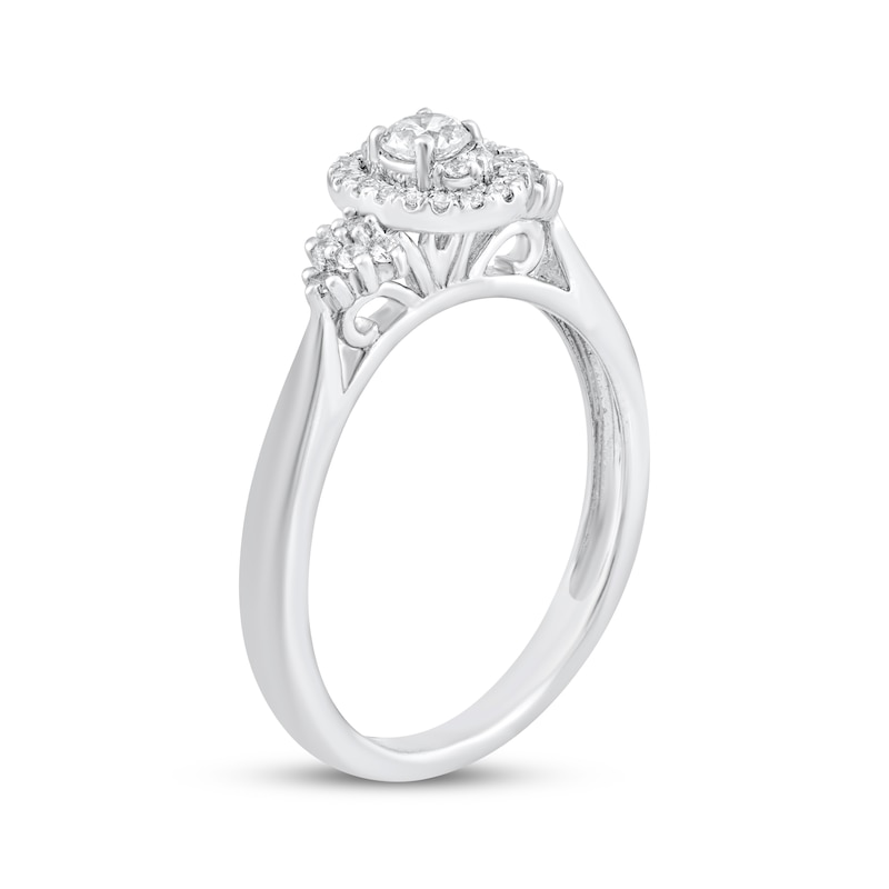 Main Image 2 of Round-Cut Diamond Oval-Frame Engagement Ring 1/3 ct tw 10K White Gold