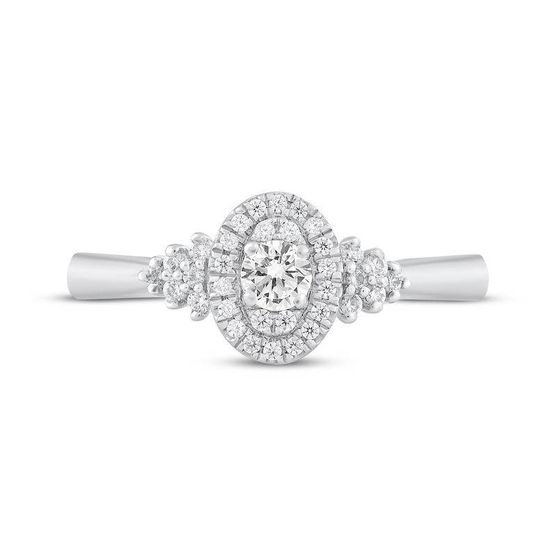 Main Image 3 of Round-Cut Diamond Oval-Frame Engagement Ring 1/3 ct tw 10K White Gold