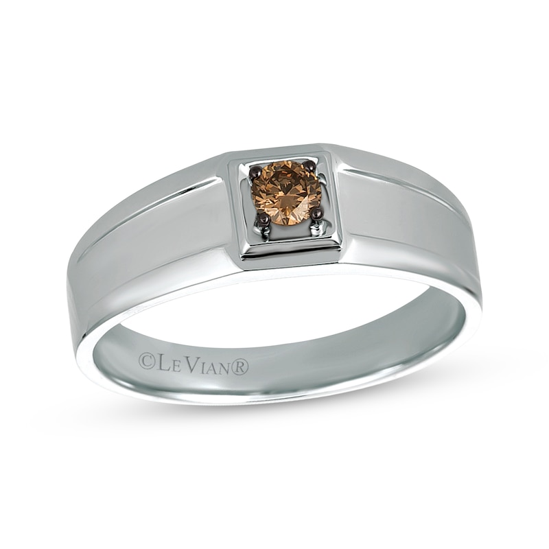 Main Image 1 of Le Vian Men's Solitaire Diamond Ring 1/5 ct tw 14K Vanilla Gold