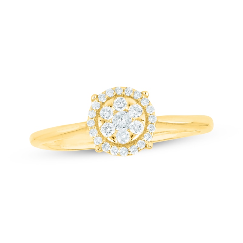 Main Image 1 of Multi-Diamond Halo Engagement Ring 1/5 ct tw 14K Yellow Gold