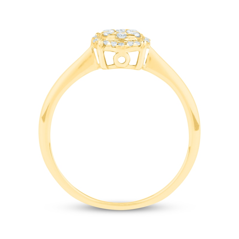 Main Image 3 of Multi-Diamond Halo Engagement Ring 1/5 ct tw 14K Yellow Gold