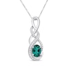 Thumbnail Image 0 of Oval-Cut Lab-Created Emerald & White Lab-Created Sapphire Swirl Necklace Sterling Silver 18"