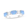 Thumbnail Image 1 of Oval-Cut Blue Lab-Created Opal & White Lab-Created Sapphire Ring Sterling Silver