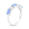 Thumbnail Image 2 of Oval-Cut Blue Lab-Created Opal & White Lab-Created Sapphire Ring Sterling Silver