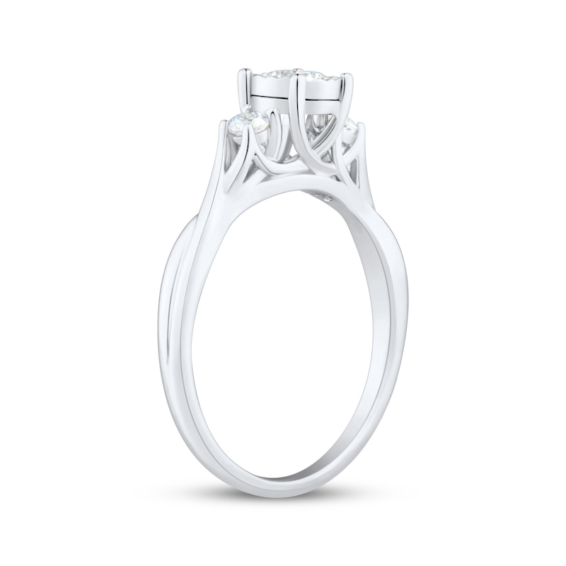 Main Image 2 of Round-Cut Diamond Three-Stone Engagement Ring 1/2 ct tw 10K White Gold