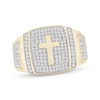 Thumbnail Image 0 of Men's Diamond Cross Signet Ring 3/4 ct tw 10K Yellow Gold