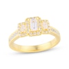 Thumbnail Image 0 of Emerald-Cut Diamond Three-Stone Halo Engagement Ring 1 ct tw 14K Yellow Gold