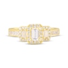 Thumbnail Image 3 of Emerald-Cut Diamond Three-Stone Halo Engagement Ring 1 ct tw 14K Yellow Gold