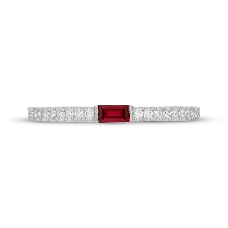 Main Image 3 of Neil Lane Baguette-Cut Natural Ruby & Diamond Anniversary Ring 1/4 ct tw 14K White Gold