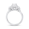 Thumbnail Image 3 of Emerald-Cut Diamond Three-Stone Halo Engagement Ring 1-1/3 ct tw 18K White Gold