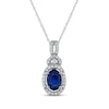 Thumbnail Image 1 of Oval-Cut Natural Blue Sapphire & Diamond Necklace 1/8 ct tw 14K White Gold 18&quot;