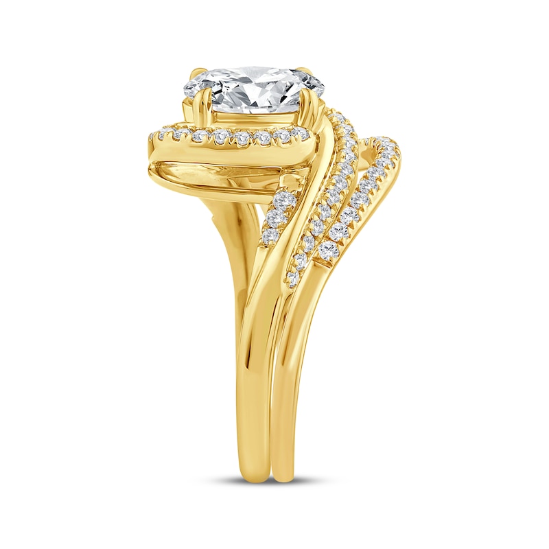 Main Image 2 of Lab-Grown Diamonds by KAY Oval-Cut Bypass Bridal Set 2 ct tw 14K Yellow Gold