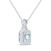 Thumbnail Image 1 of Octagon-Cut Aquamarine & White Lab-Created Sapphire Necklace Sterling Silver 18"