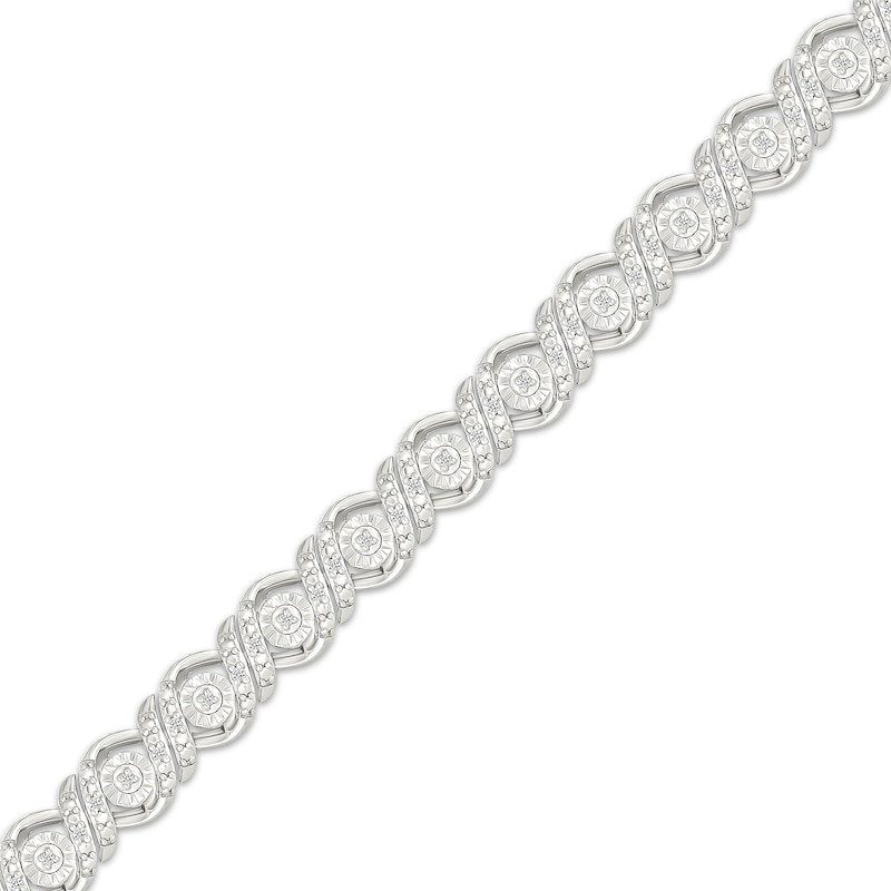 Diamond Double S-Link Bracelet 1/4 ct tw Sterling Silver 7.25"