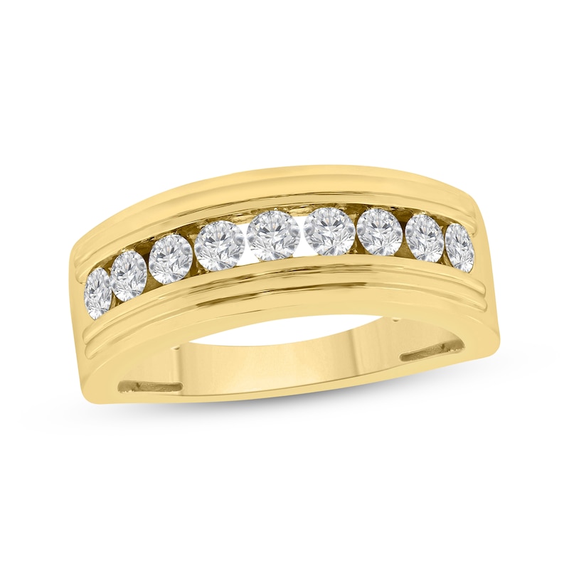 Main Image 1 of Men's Diamond Channel Ring 1 ct tw 10K Yellow Gold