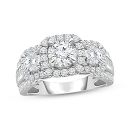 Lab-Grown Diamonds by KAY Round-Cut Three-Stone Engagement Ring 2 ct tw 10K White Gold