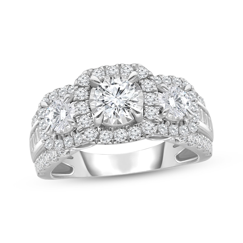 Main Image 1 of Lab-Grown Diamonds by KAY Round-Cut Three-Stone Engagement Ring 2 ct tw 10K White Gold