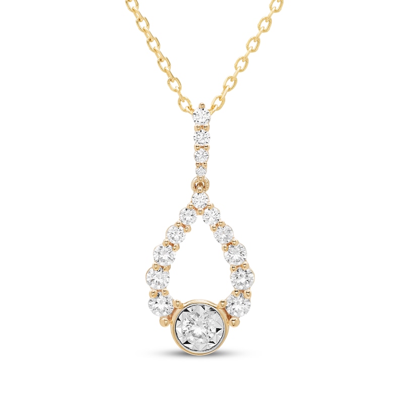 Main Image 1 of Milestones Diamond Teardrop Necklace 1/4 ct tw 10K Yellow Gold 18&quot;