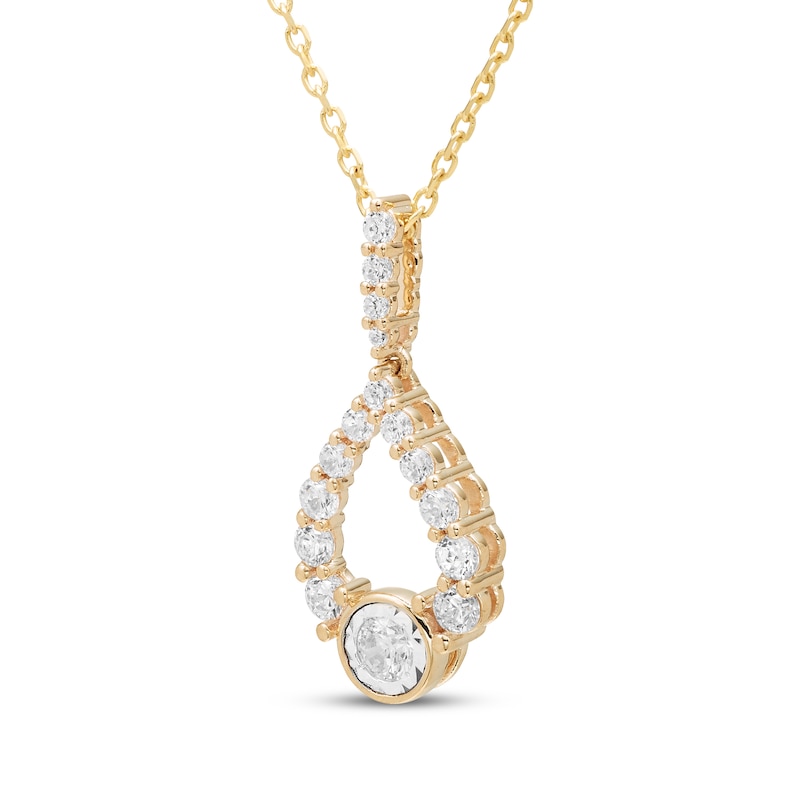 Main Image 2 of Milestones Diamond Teardrop Necklace 1/4 ct tw 10K Yellow Gold 18&quot;